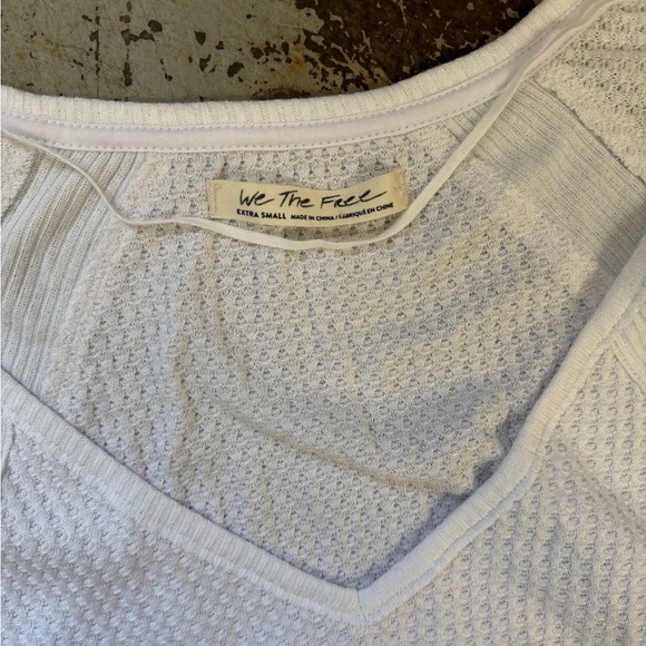 We The Free White Knit V Neck Long Sleeve Top - Picture 4 of 5